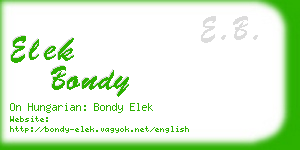 elek bondy business card